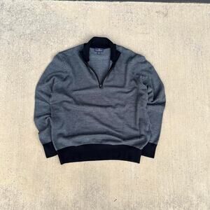 Monochrome Birdseye Brooks Brothers Merino Wool 1/4 Zip Pullover Sweater